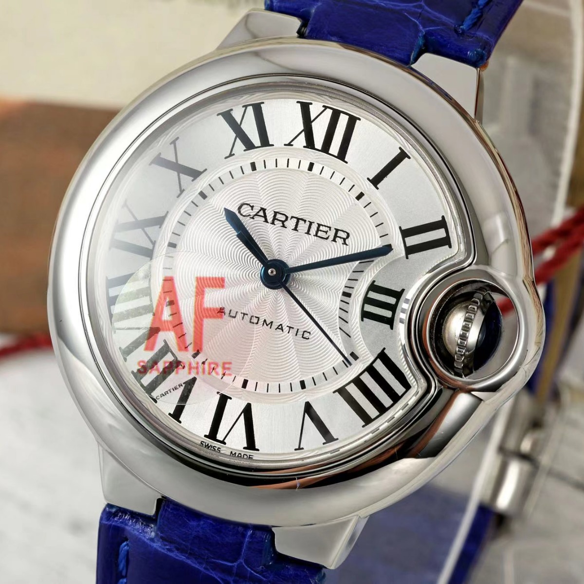 Cartier Ballon Bleu with leather crocodile strap